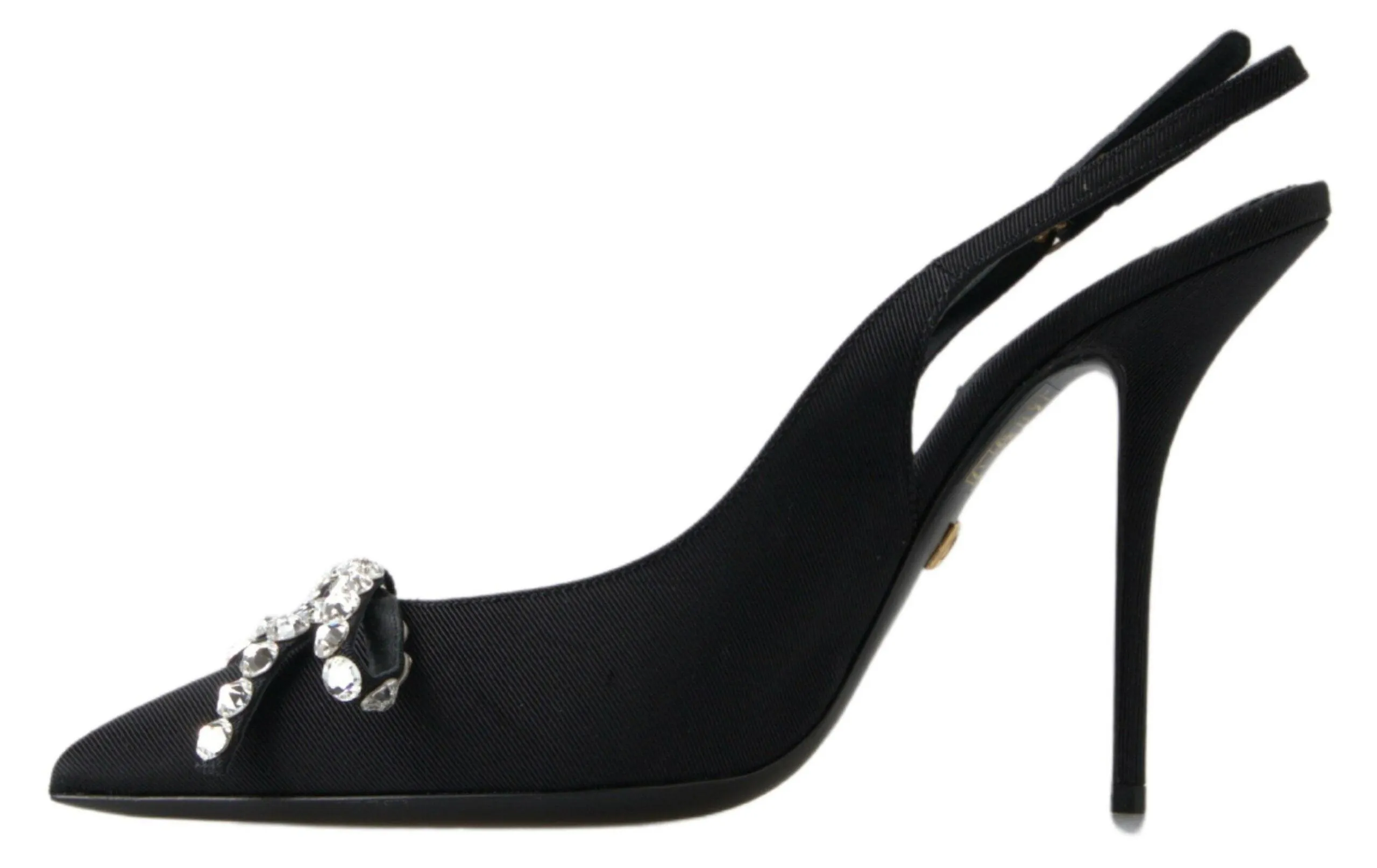 Dolce & Gabbana Black Crystal Embellished Slingback Heel Shoes