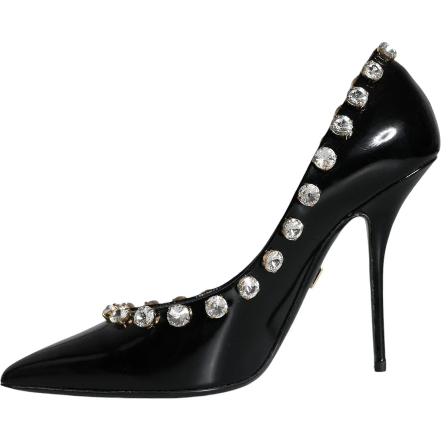 Dolce & Gabbana Black Crystals Leather High Heels Pumps Shoes