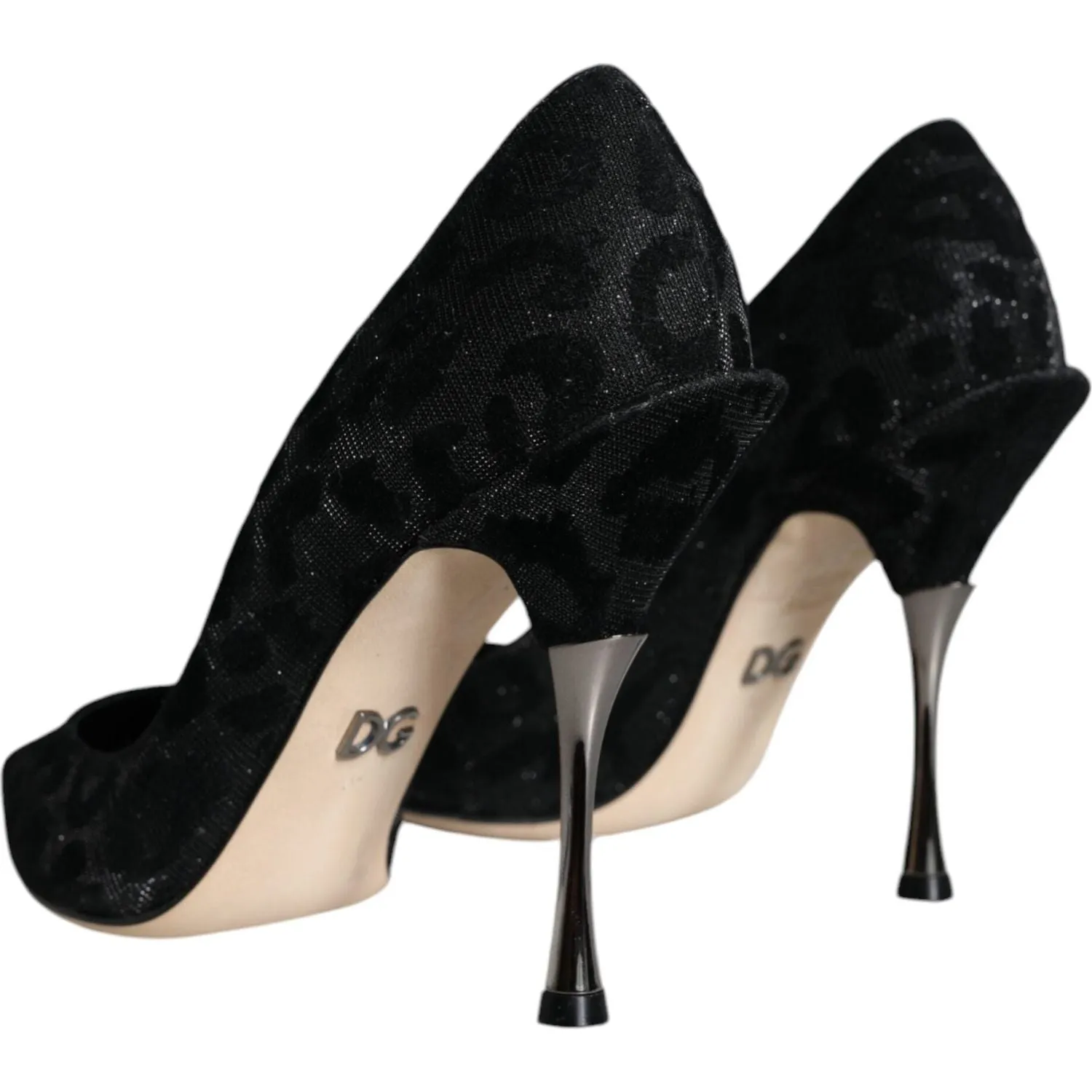 Dolce & Gabbana Black Leopard Lurex High Heels Pumps Shoes