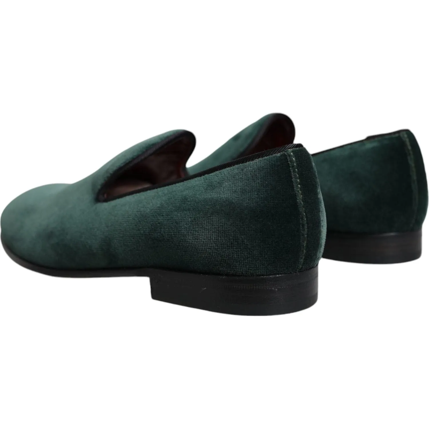 Dolce & Gabbana Green Velvet Slip On Loafers Flats Shoes