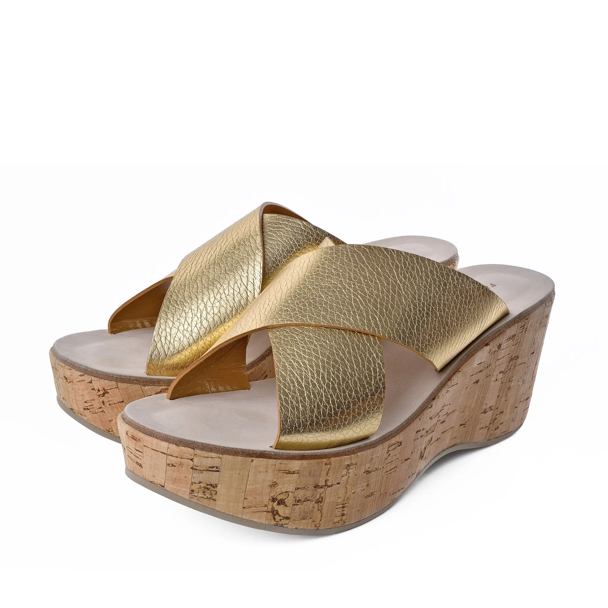 Dora Gold Cork Platform Sandals