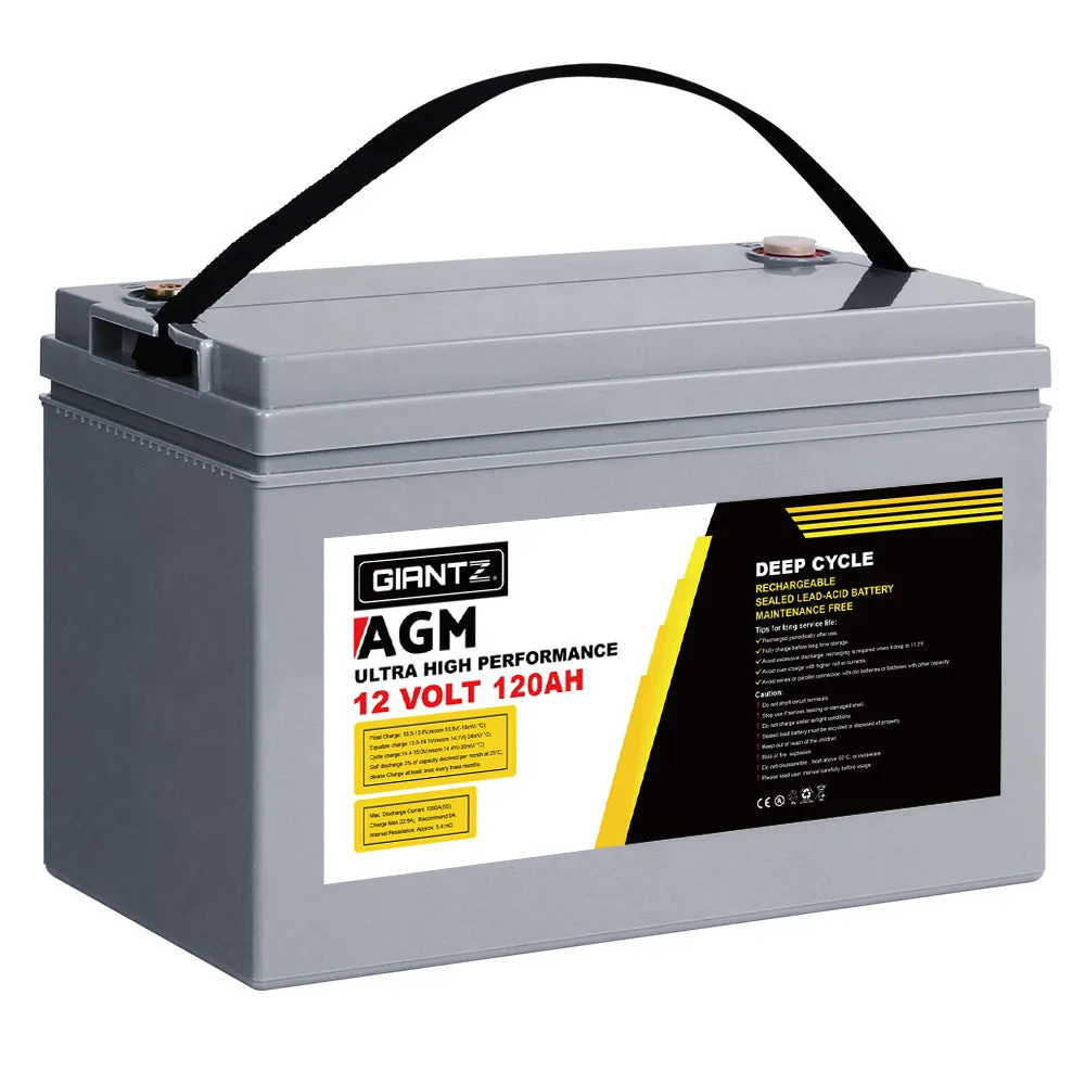 Durable 12V 120Ah AGM Deep Cycle Battery - Giantz