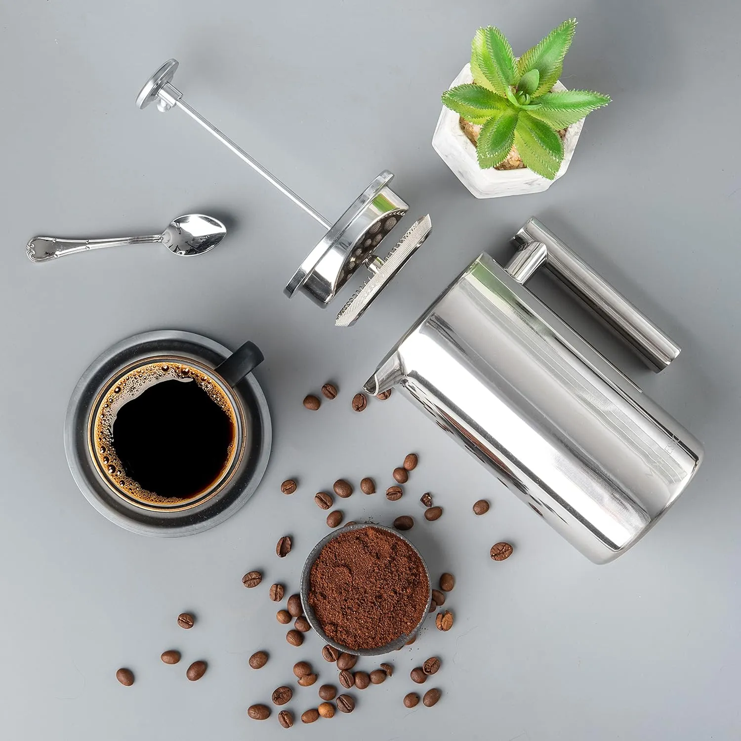 Durable Stainless Steel French Press for Strong and Easy Coffee Brewing