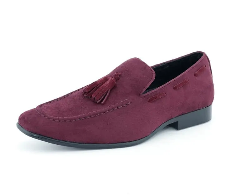 Emperor Men's Burgundy Slip-on Suede Tassel Loafer Dress Casual Shoes