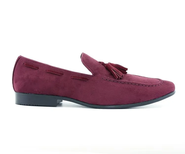 Emperor Men's Burgundy Slip-on Suede Tassel Loafer Dress Casual Shoes