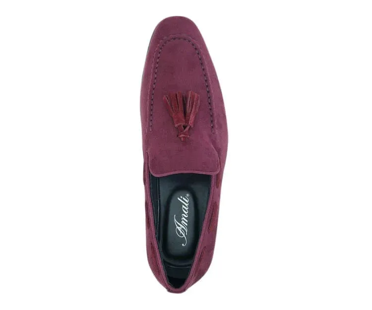 Emperor Men's Burgundy Slip-on Suede Tassel Loafer Dress Casual Shoes