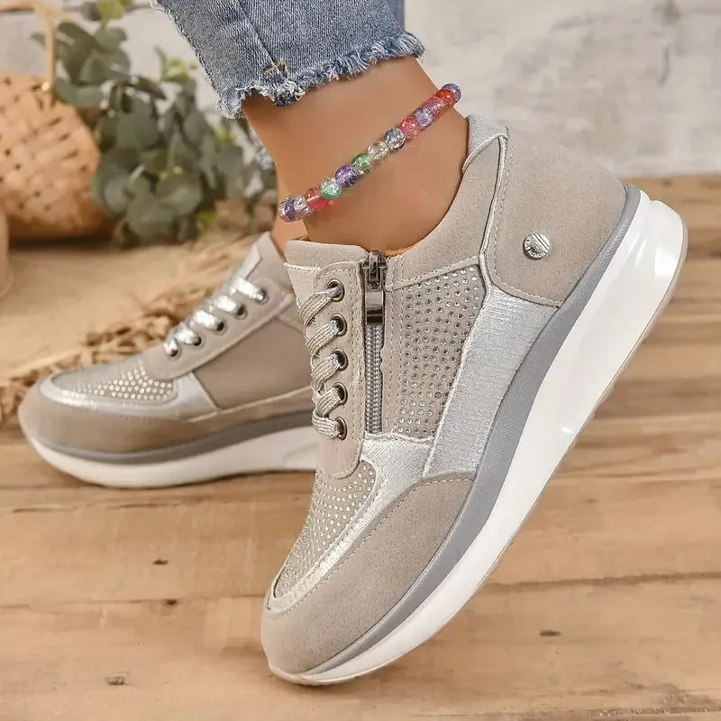 Eva Sneakers | Platformsneakers met strass en zijrits voor een trendy look