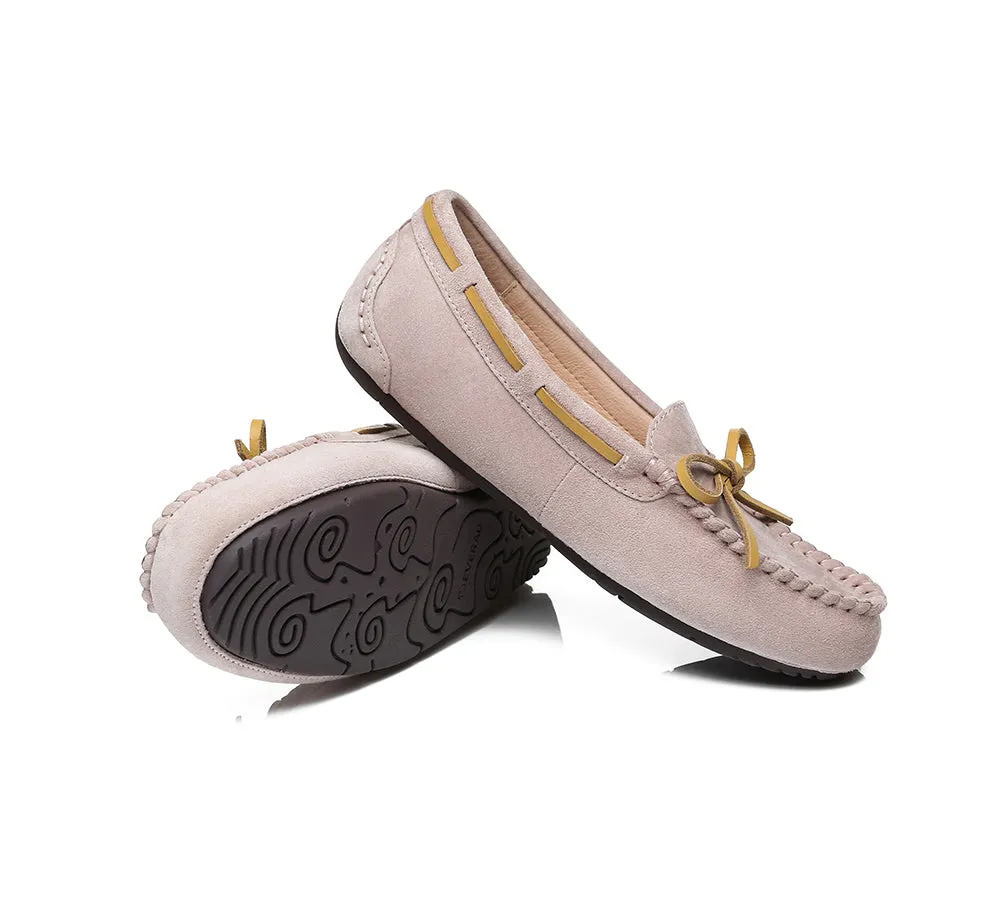 EVERAU® Women Leather Bow Casual Summer Moccasins