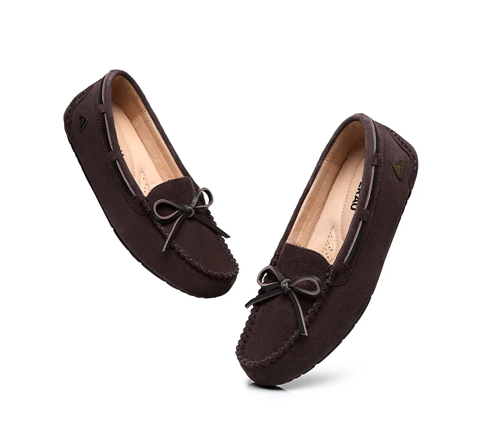 EVERAU® Women Leather Bow Casual Summer Moccasins