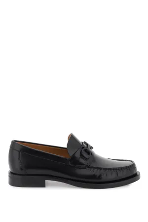 Ferragamo Iconic Black Gancini Hook Loafers for Men in Brushed Leather | SS24