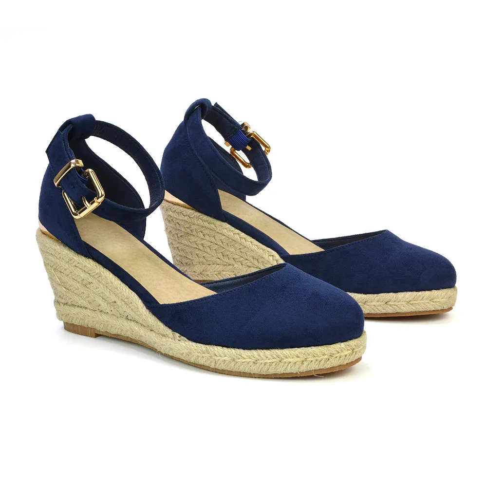 Forest Closed Toe Espadrilles With Sandal Wedge Heel in Gold