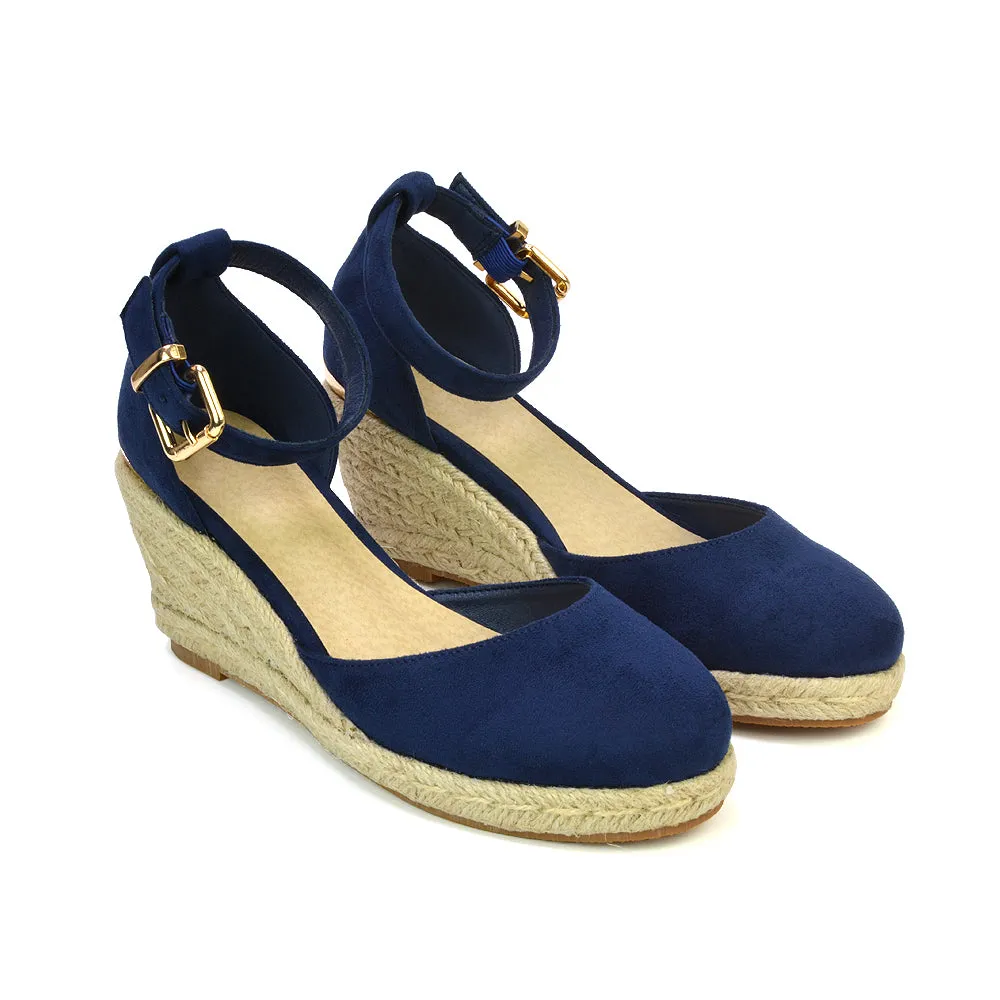 Forest Closed Toe Espadrilles With Sandal Wedge Heel in Gold