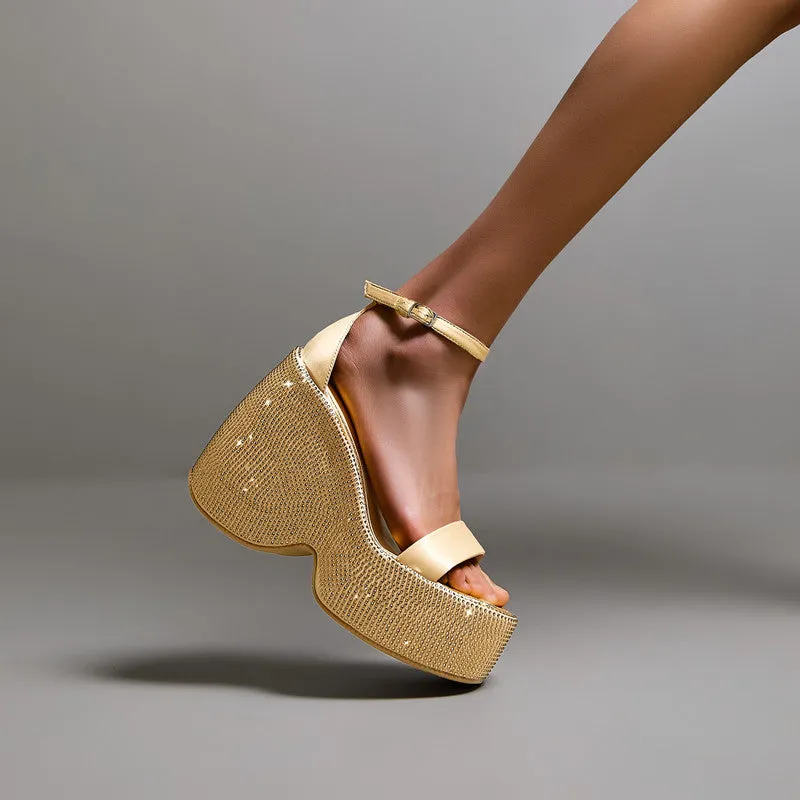 FY Zoe Gold Wedge Sandals