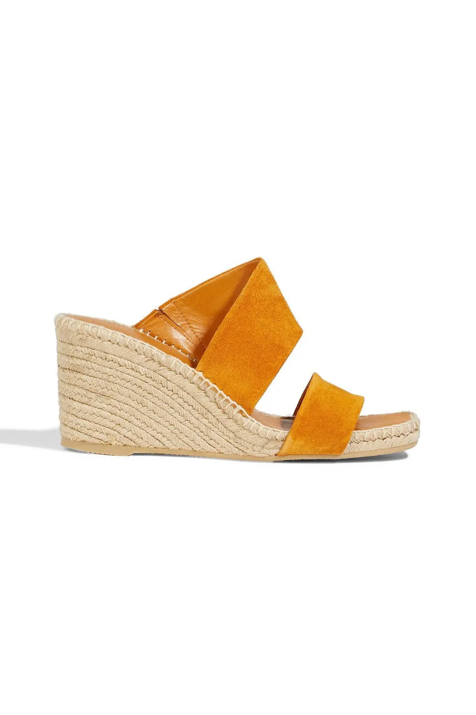 Gaelan Suede Wedge Sandal - Saffron