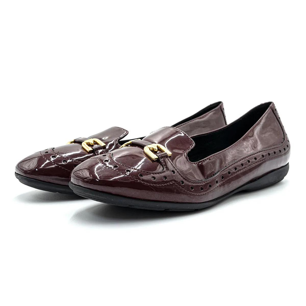 Geox Formal Loafers Leather Burgundy Colour For Women