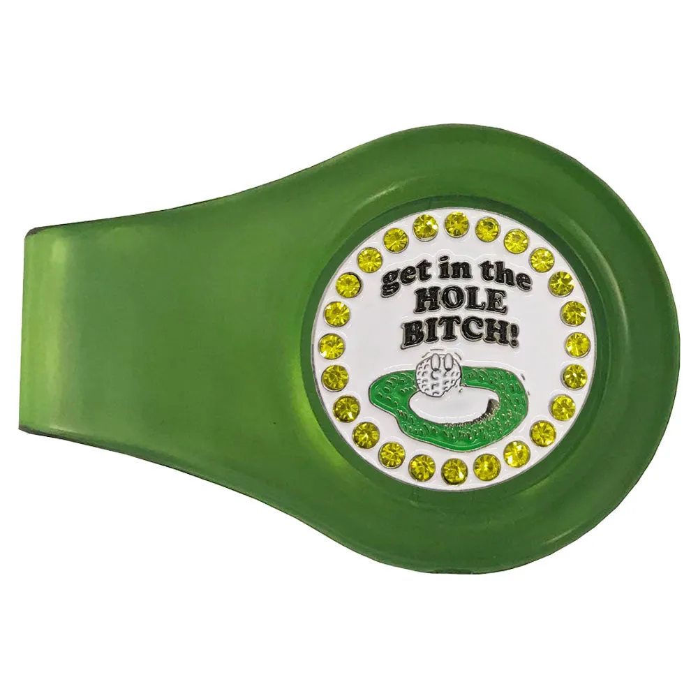 Get In The Hole Bitch Golf Ball Marker With Colored Clip