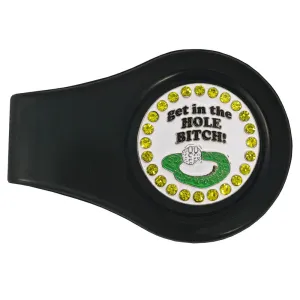 Get In The Hole Bitch Golf Ball Marker With Colored Clip