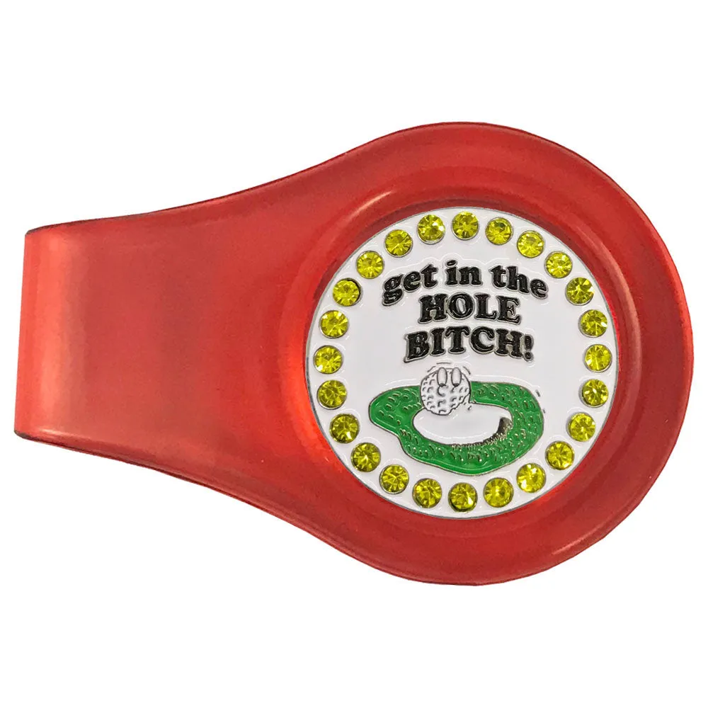 Get In The Hole Bitch Golf Ball Marker With Colored Clip