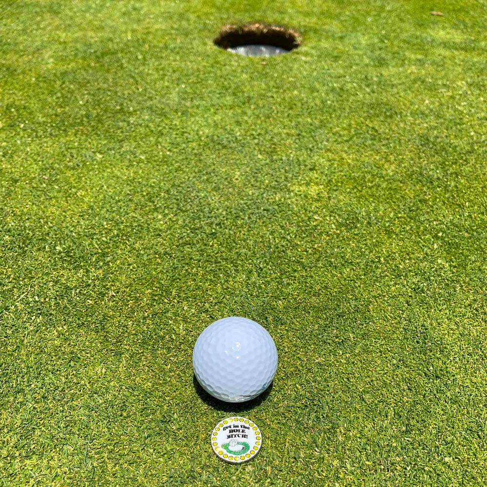 Get In The Hole Bitch Golf Ball Marker With Colored Clip