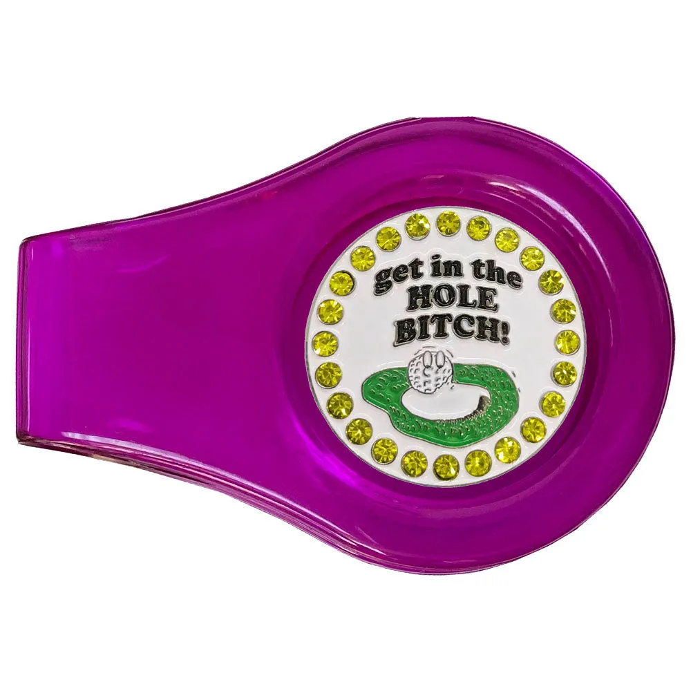 Get In The Hole Bitch Golf Ball Marker With Colored Clip