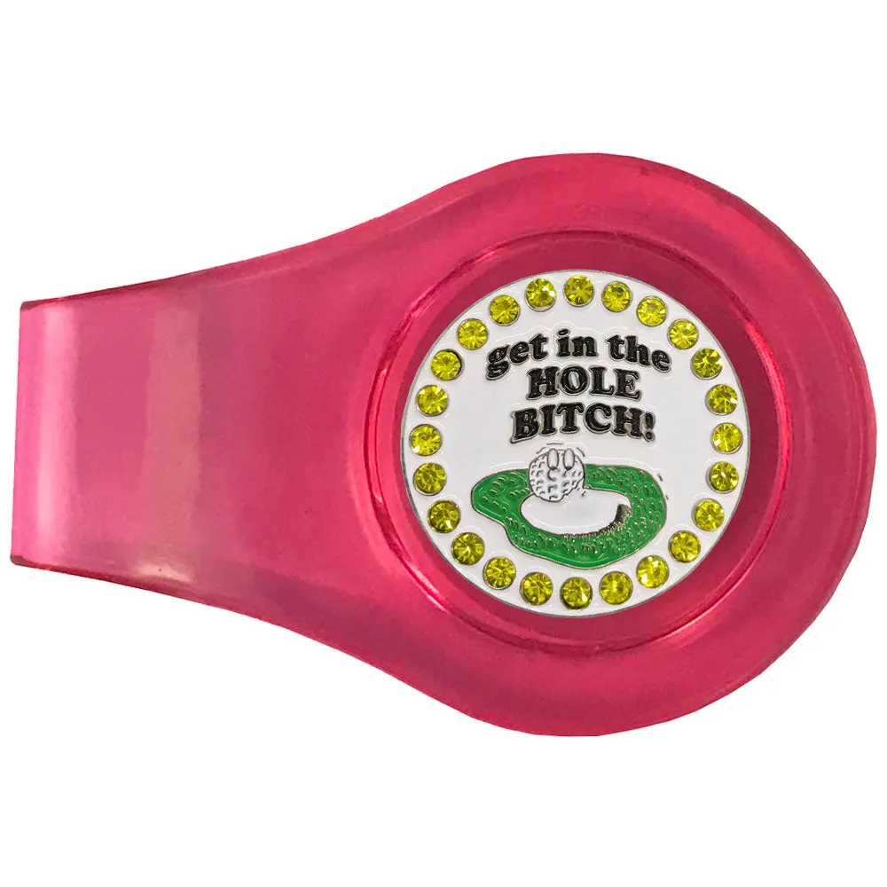 Get In The Hole Bitch Golf Ball Marker With Colored Clip