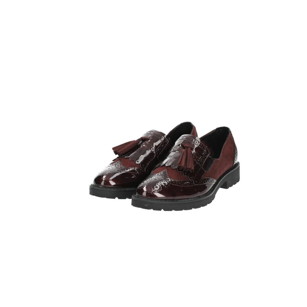 Graceland Patent Tassel Brogue Loafers Leather Burgundy Colour For Women