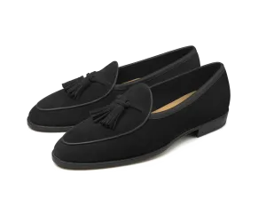 Grand Seine Tassel Loafers in Black Noble Suede