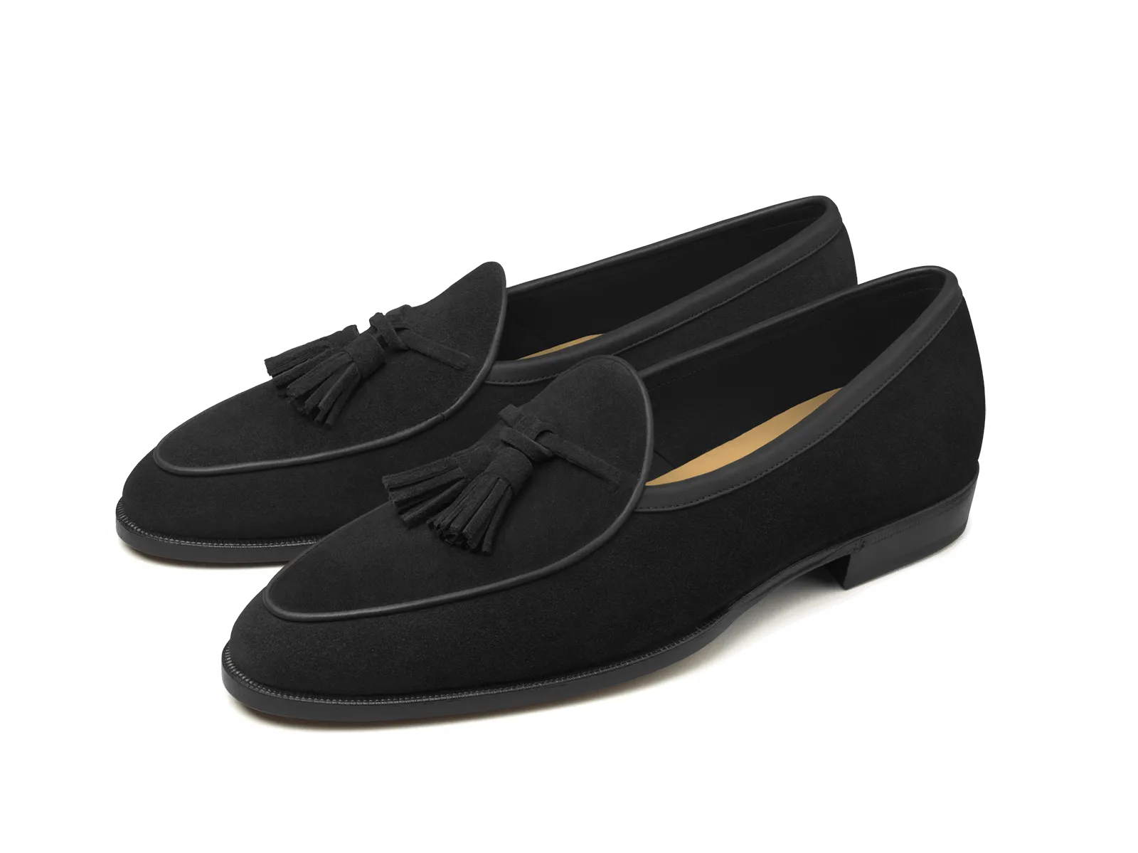 Grand Seine Tassel Loafers in Black Noble Suede