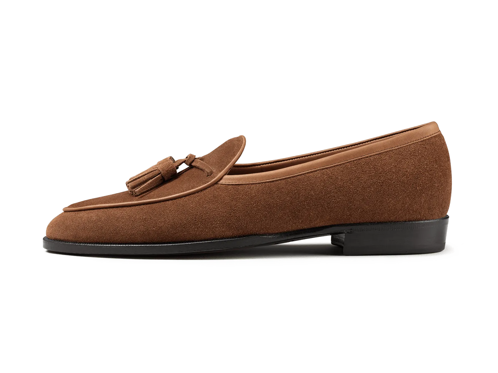 Grand Seine Tassel Loafers in Tan Noble Suede