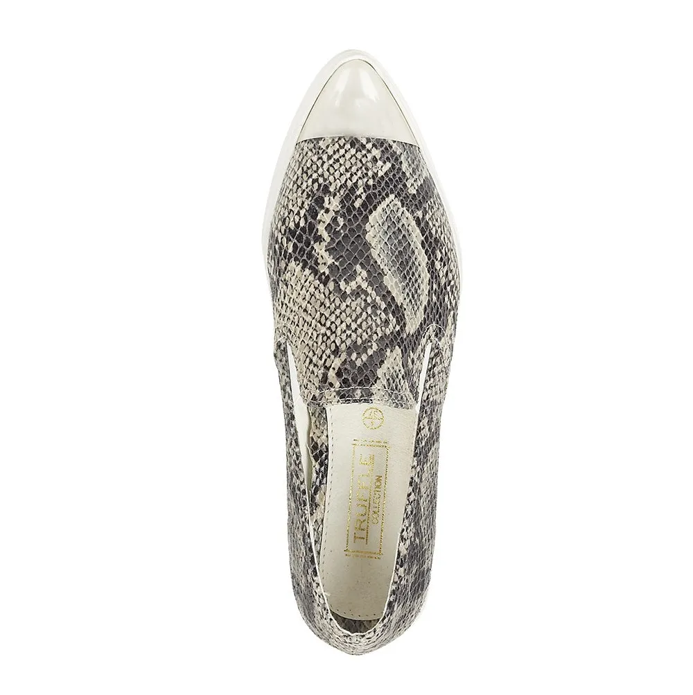 Grey Snake Pattern Flat Shoes