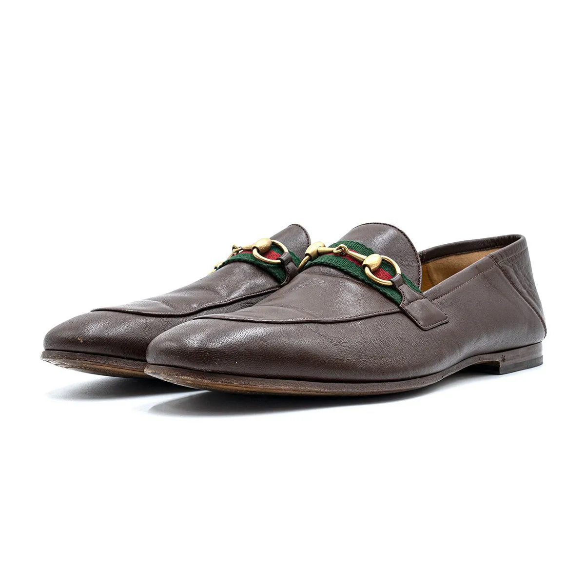 Gucci Horsebit On Formal Slip Ons Leather Brown Colour For Men