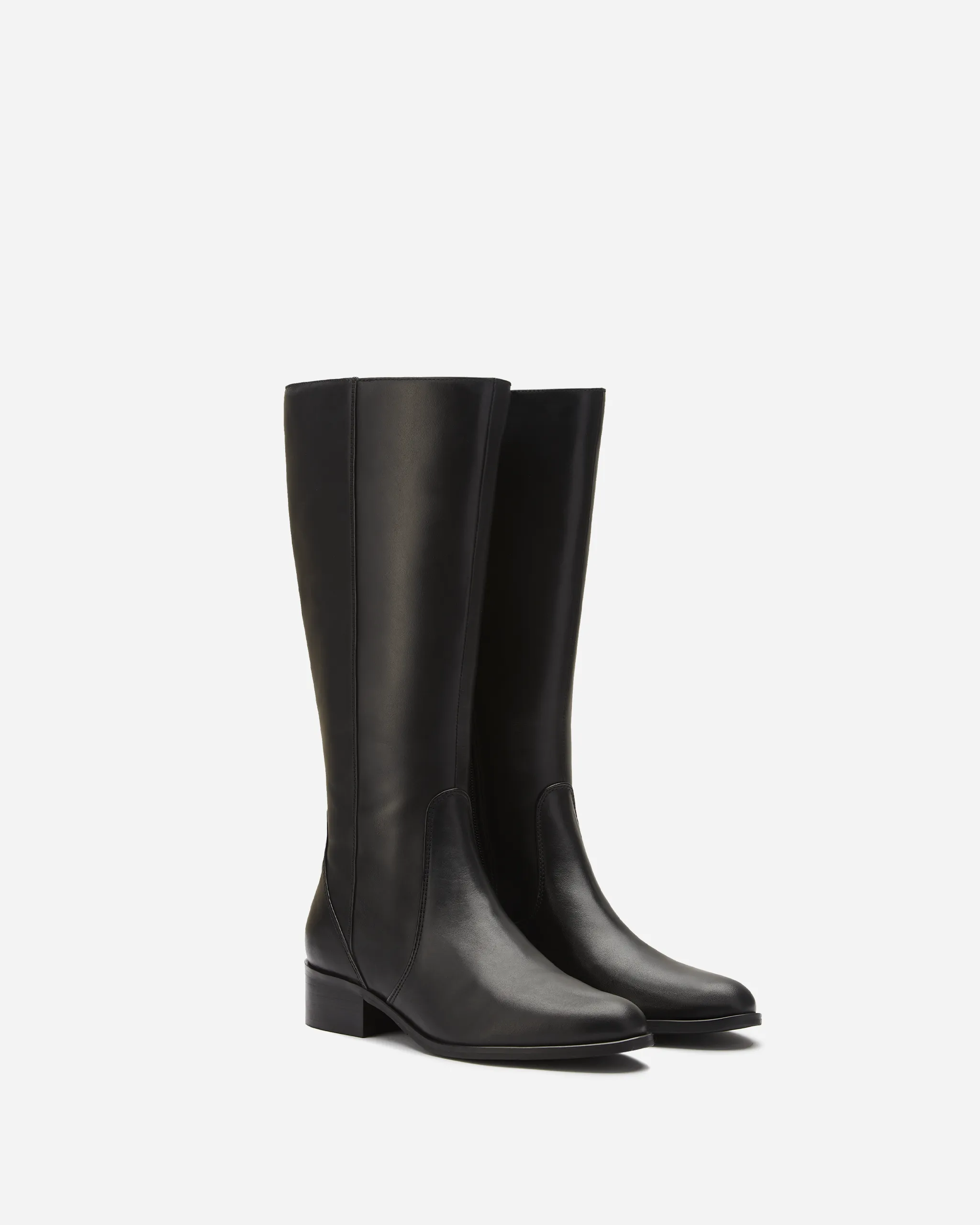 Haltham Petite Knee High Boots in Black Leather