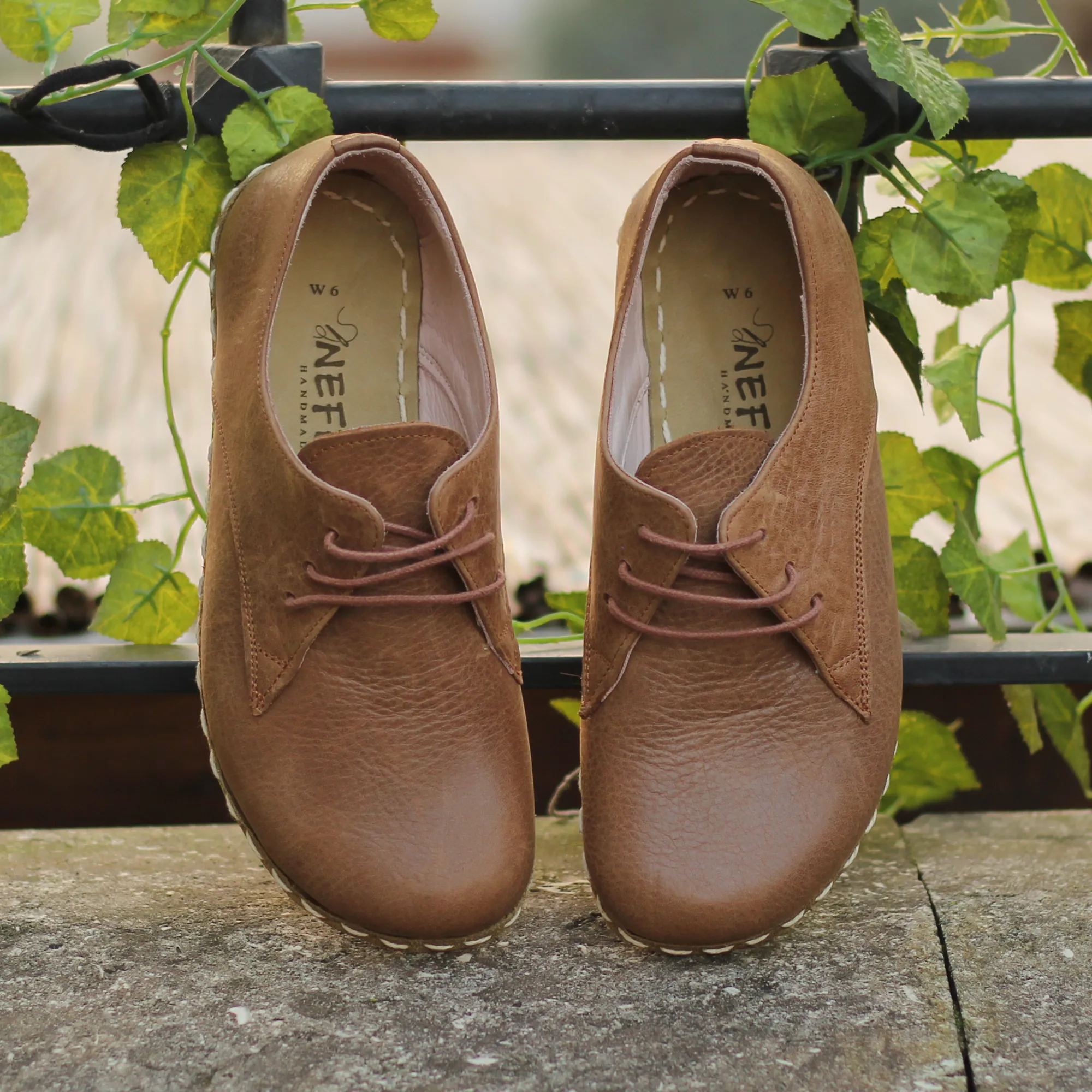 Handmade Barefoot Leather Shoes Matte Brown for Men