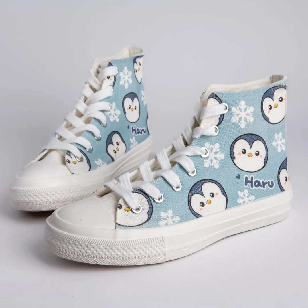 Haru the Penguin High Top Canvas Shoes - Unisex