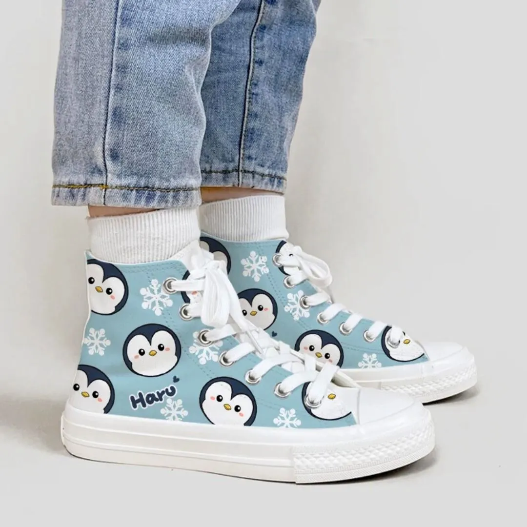 Haru the Penguin High Top Canvas Shoes - Unisex