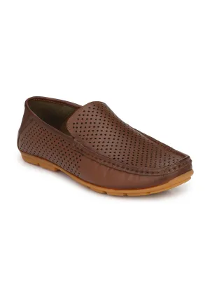 Hitz Men's Tan Leather Moccasins Loafer Shoes