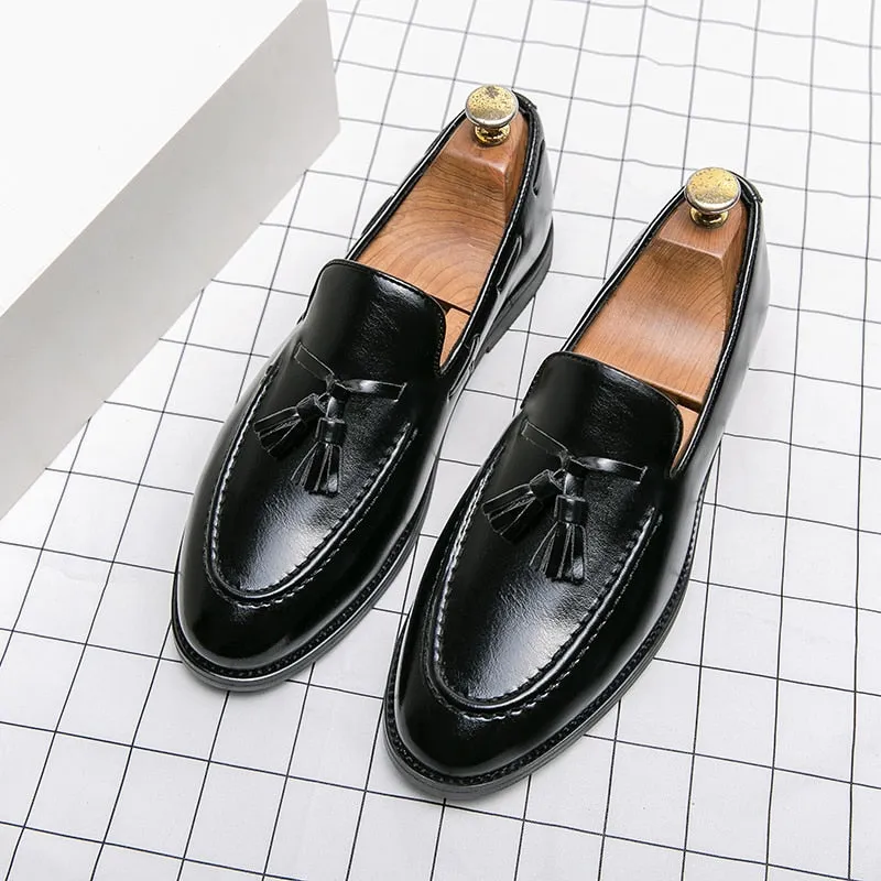 Hnzxzm Classic Men's Casual Loafers Driving Shoes Moccasin Fashion Male Comfortable Autumn Leather Shoes Men Lazy Tassel Dress Shoes