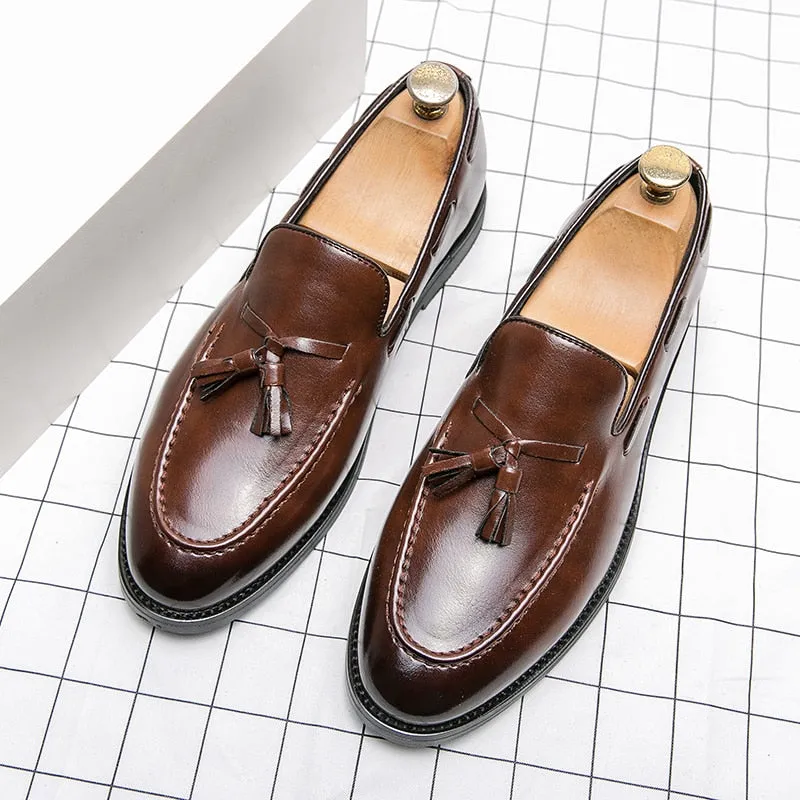 Hnzxzm Classic Men's Casual Loafers Driving Shoes Moccasin Fashion Male Comfortable Autumn Leather Shoes Men Lazy Tassel Dress Shoes