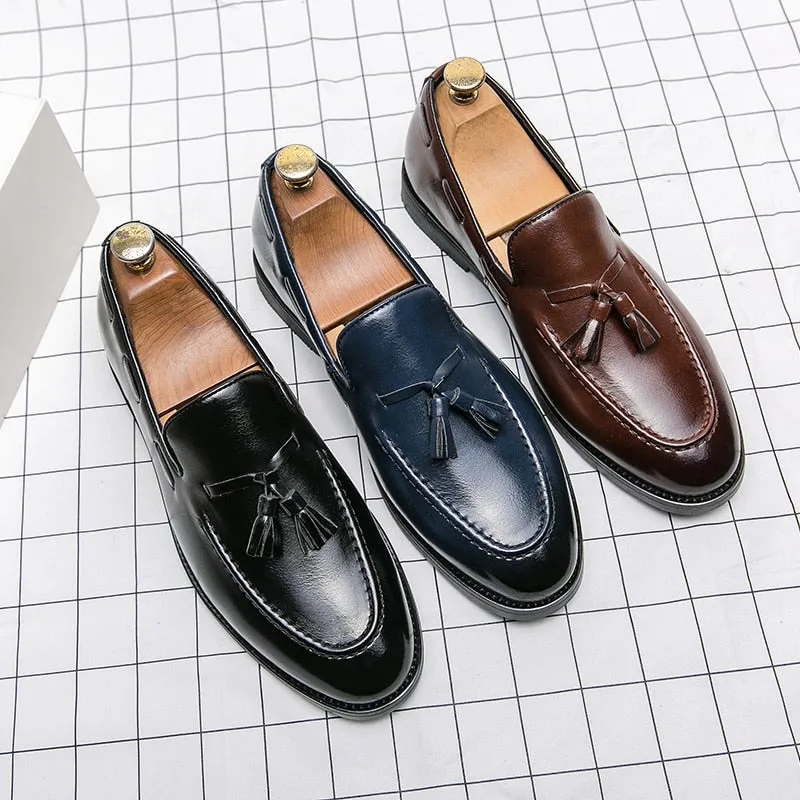 Hnzxzm Classic Men's Casual Loafers Driving Shoes Moccasin Fashion Male Comfortable Autumn Leather Shoes Men Lazy Tassel Dress Shoes