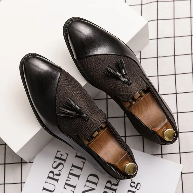 Hnzxzm Fashion Business Dress Men's Shoes Classic Leather Men Suits Shoes Slip-On Oxfords Shoes Party tassel designer shoes