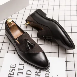 Hnzxzm Fashion Business Dress Men's Shoes Classic Leather Men Suits Shoes Slip-On Oxfords Shoes Party tassel designer shoes