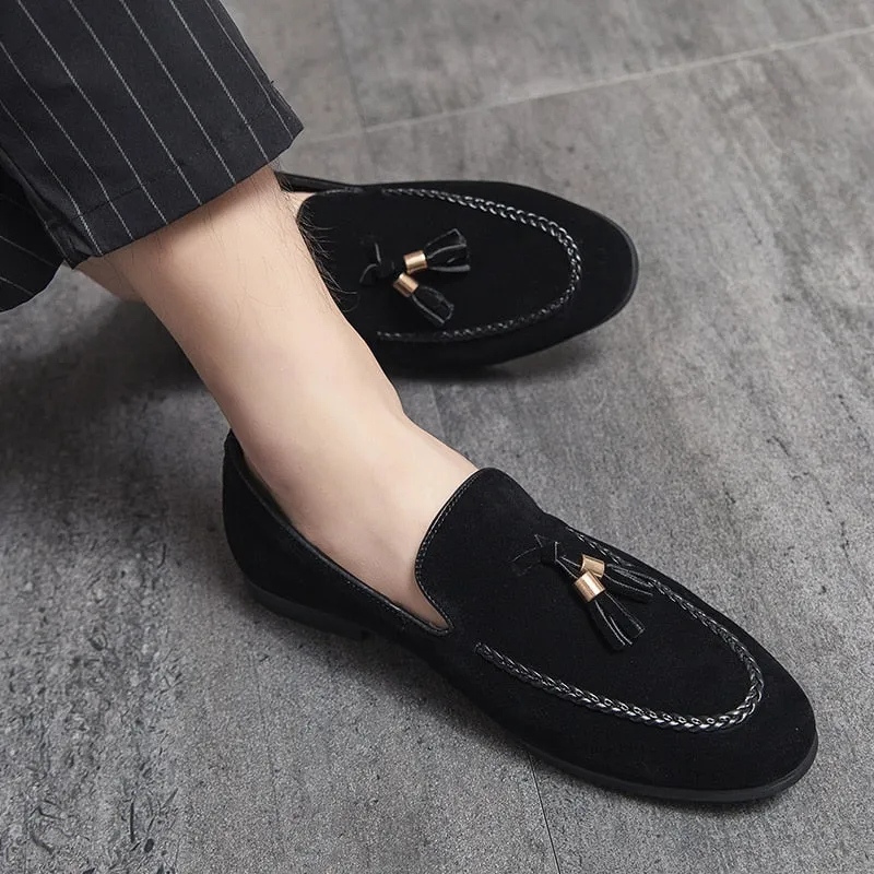 Hnzxzm New Mens Leather Casual Shoes for Men Tassel Loafers Comfortable Black Brown Moccasins suede mens shoes mocasines