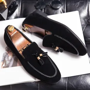 Hnzxzm New Mens Leather Casual Shoes for Men Tassel Loafers Comfortable Black Brown Moccasins suede mens shoes mocasines