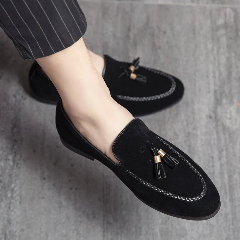 Hnzxzm New Mens Leather Casual Shoes for Men Tassel Loafers Comfortable Black Brown Moccasins suede mens shoes mocasines