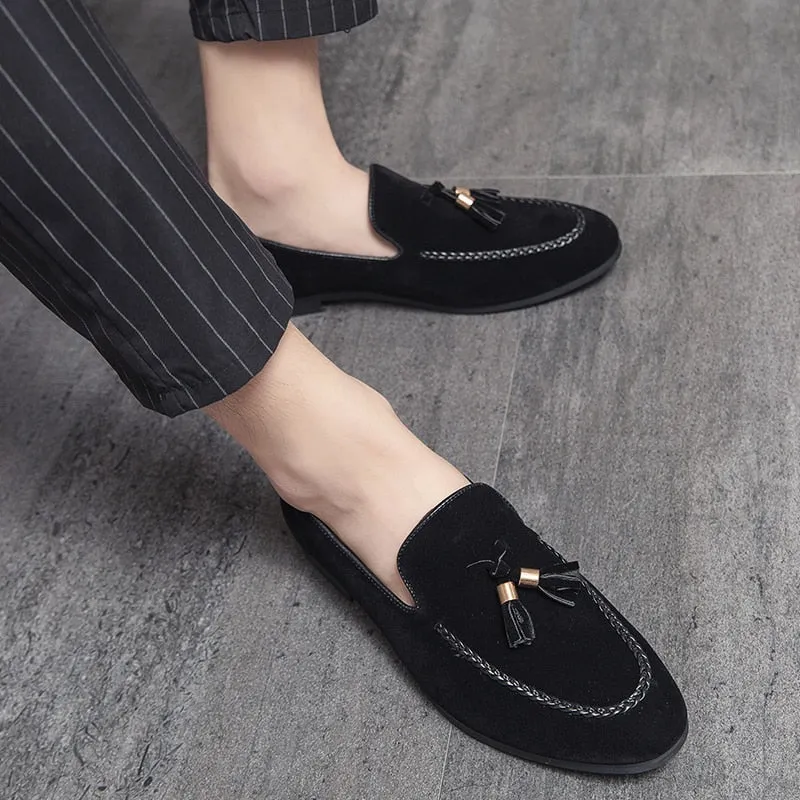 Hnzxzm New Mens Leather Casual Shoes for Men Tassel Loafers Comfortable Black Brown Moccasins suede mens shoes mocasines