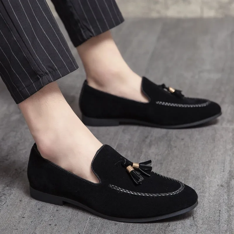 Hnzxzm New Mens Leather Casual Shoes for Men Tassel Loafers Comfortable Black Brown Moccasins suede mens shoes mocasines