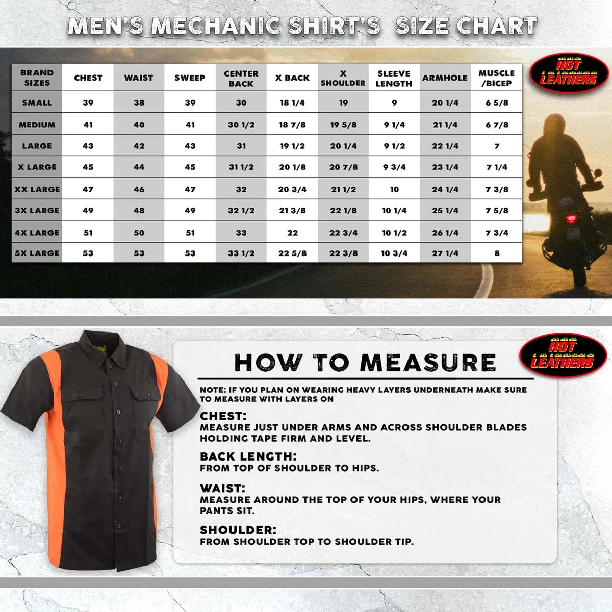 Hot Leathers GMM1002 Men's Mechanics 2-Tone Sides Button Up Heavy-Duty Work Shirt for | Classic Mechanic Work Shirt