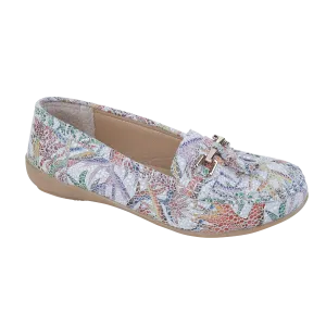 Jo & Joe Rio White/Multi Womens Casual Comfort Leather Loafers