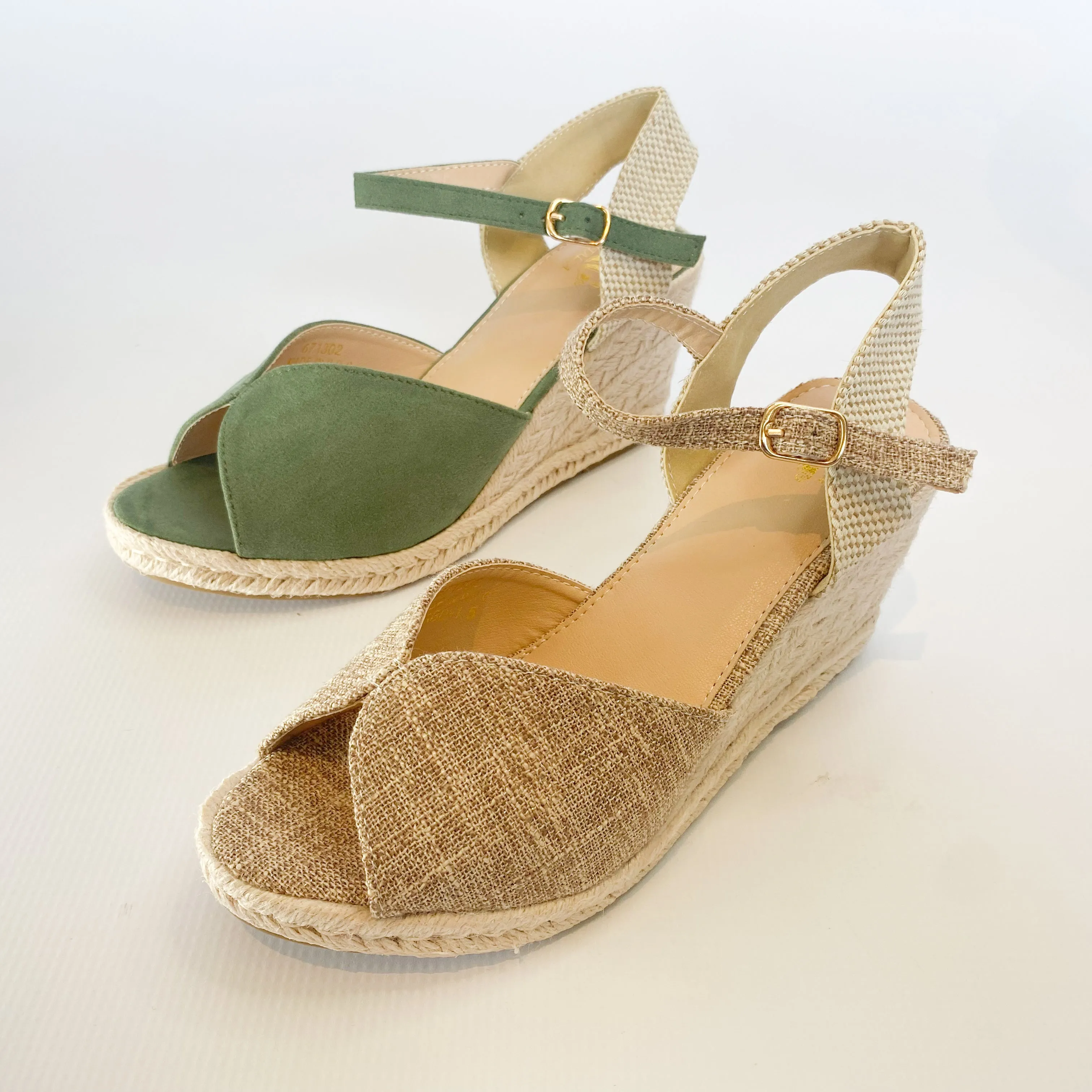 KG olive suede espadrille wedge