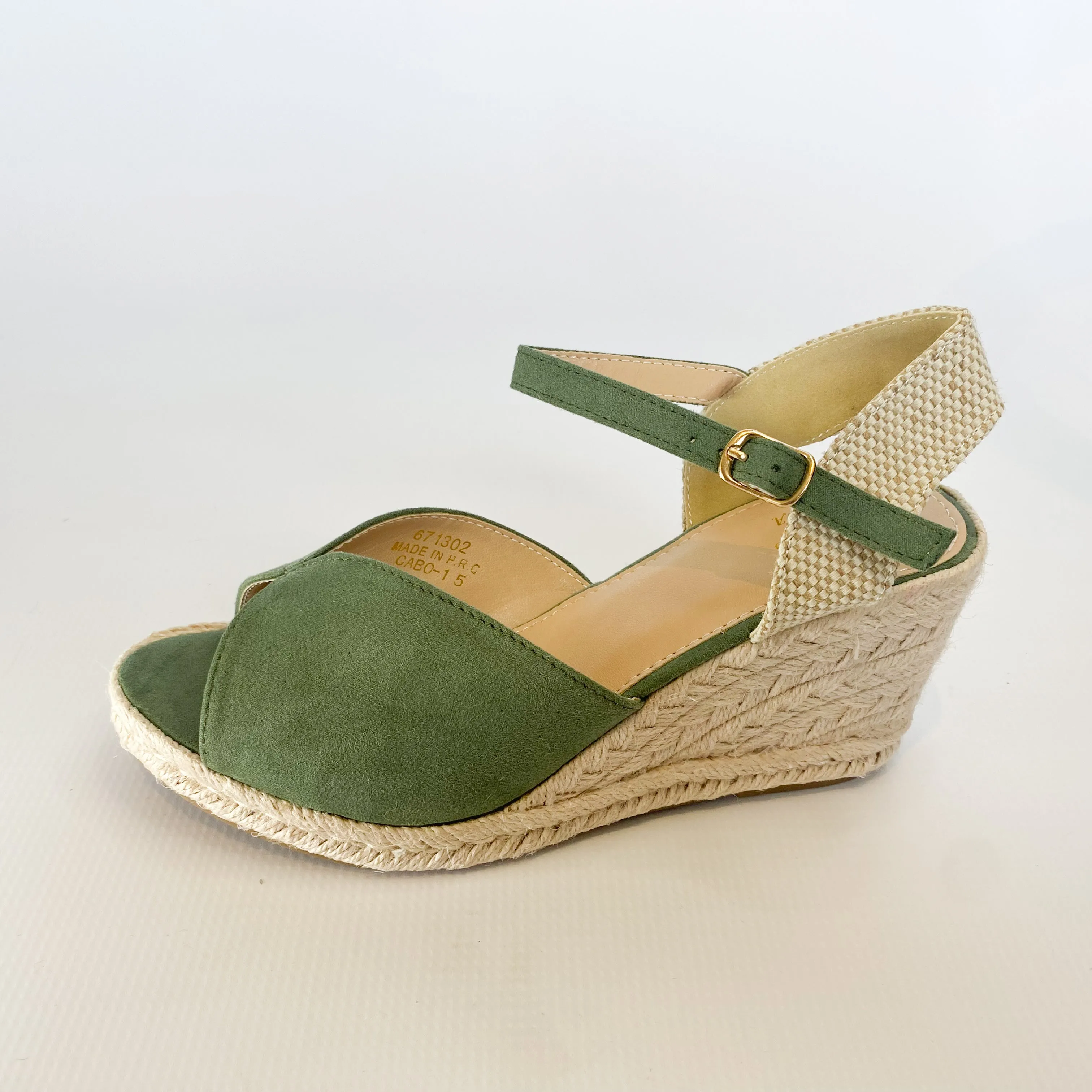 KG olive suede espadrille wedge